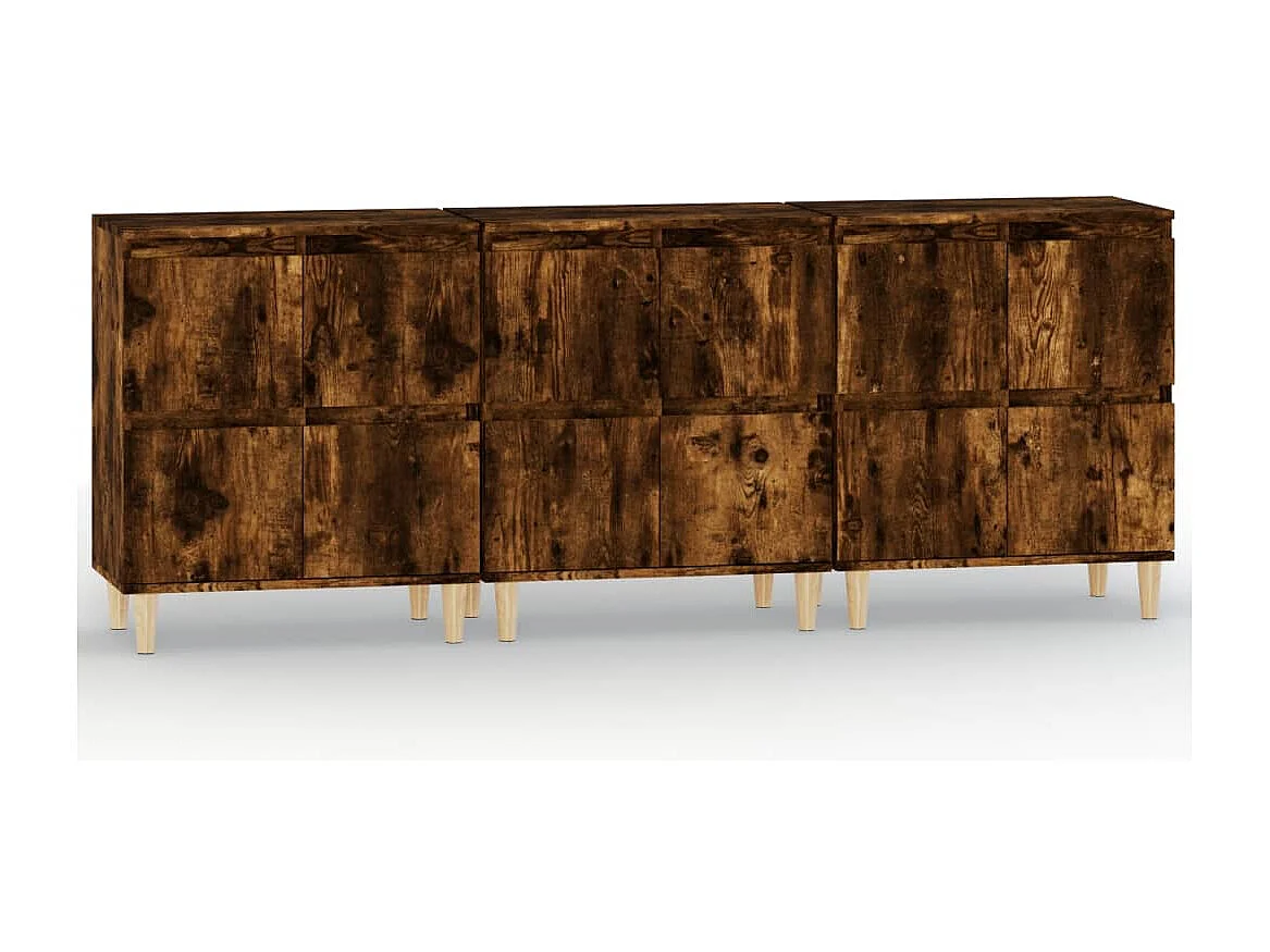 Buffets | Sideboards | Dressoirs 3 st 60x35x70 cm bewerkt hout gerookt eikenkleurig