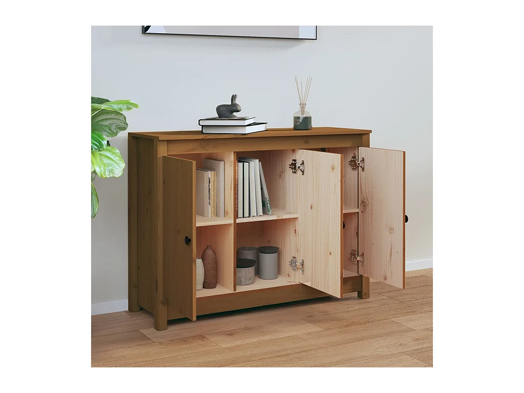 Credenza | Buffet | Armadio ambra 100x35x74 cm in Legno Massello di Pino