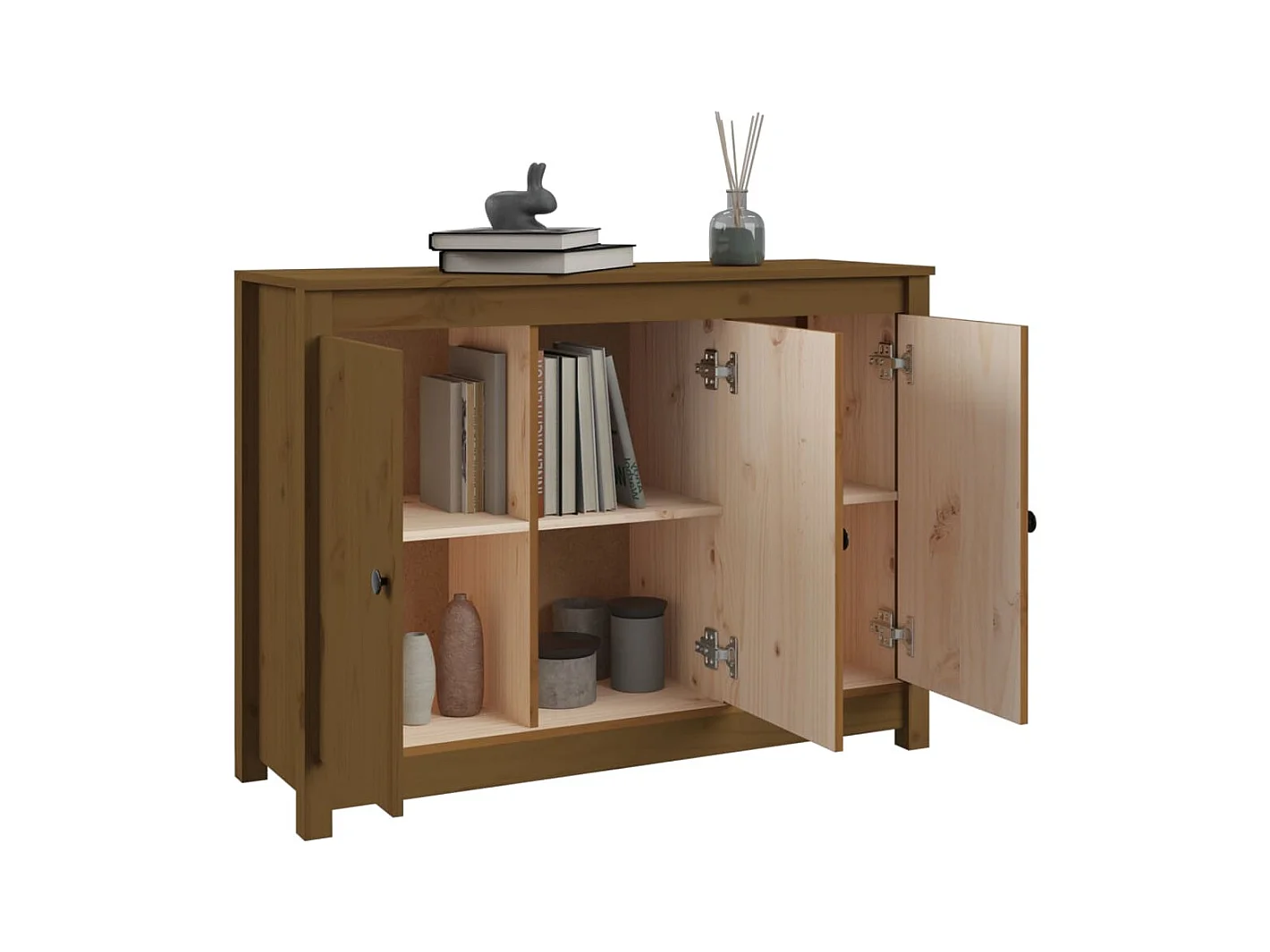 Credenza | Buffet | Armadio ambra 100x35x74 cm in Legno Massello di Pino