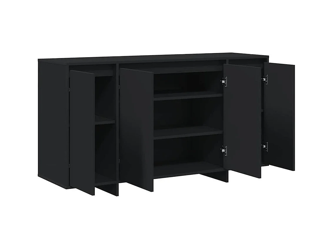 Buffet | Bahut | Meuble de rangement Noir Noir Bois d'ingénierie 135 x 41 x 75 cm Buffet | Bahut | Meuble de rangement Noir