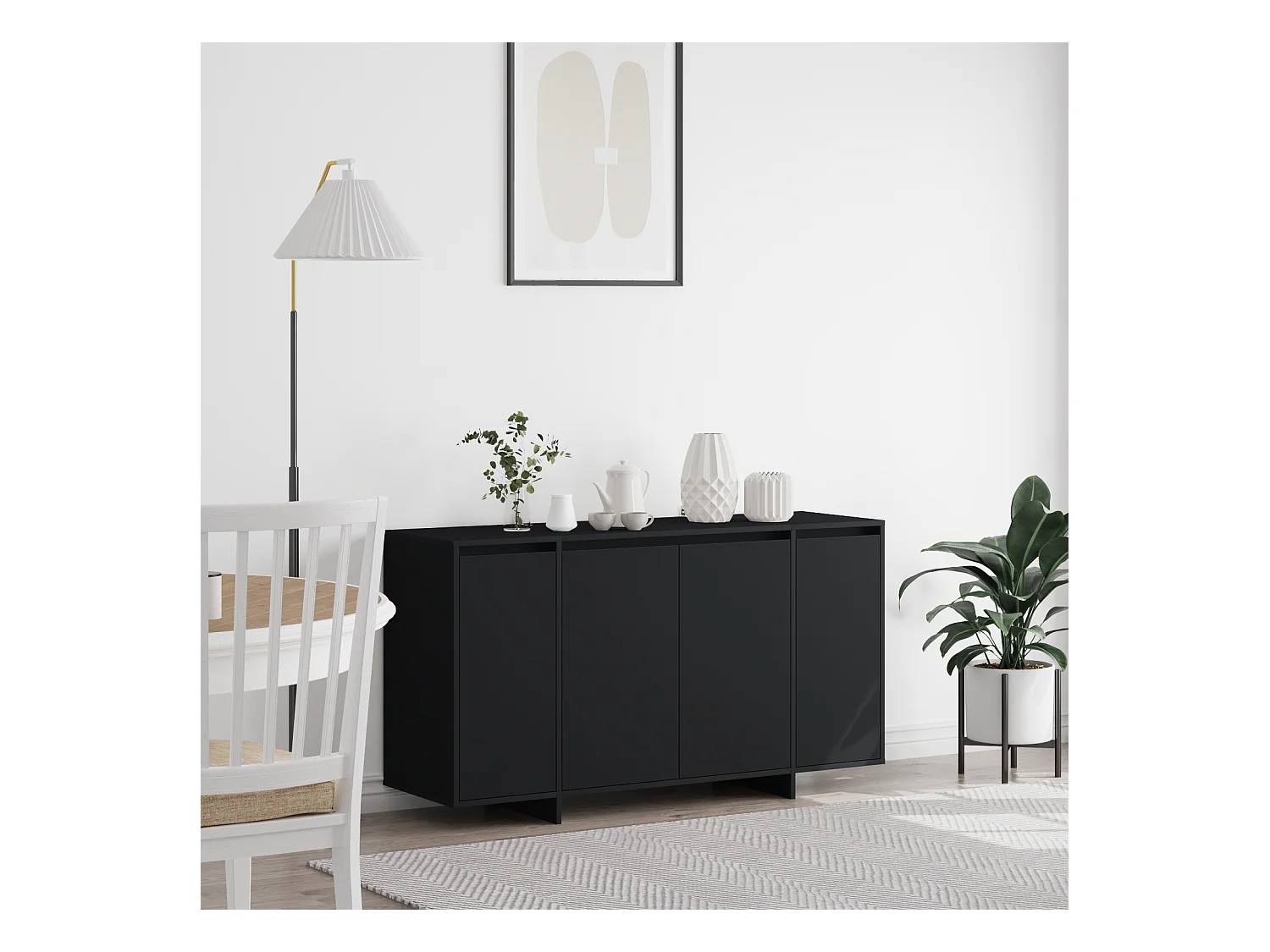 Credenza | Buffet | Armadio Nera Nera Legno Ingegnerizzato 135 x 41 x 75 cm