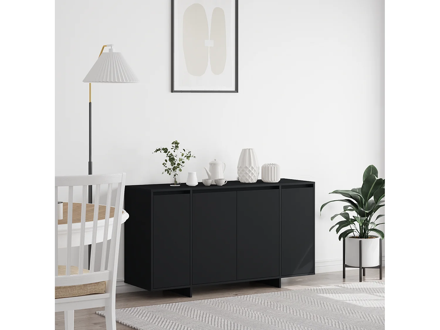 Buffet | Bahut | Meuble de rangement Noir Noir Bois d'ingénierie 135 x 41 x 75 cm Buffet | Bahut | Meuble de rangement Noir