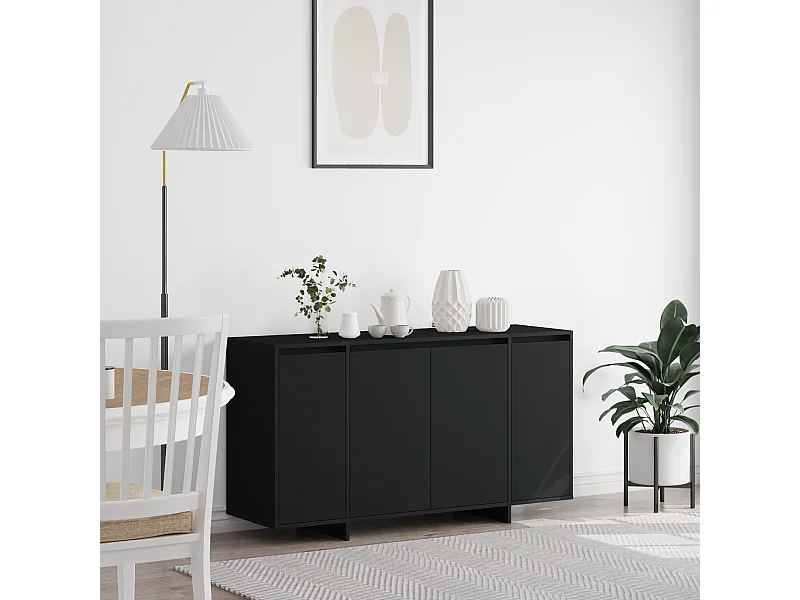 Buffet | Bahut | Meuble de rangement Noir Noir Bois d'ingénierie 135 x 41 x 75 cm Buffet | Bahut | Meuble de rangement Noir