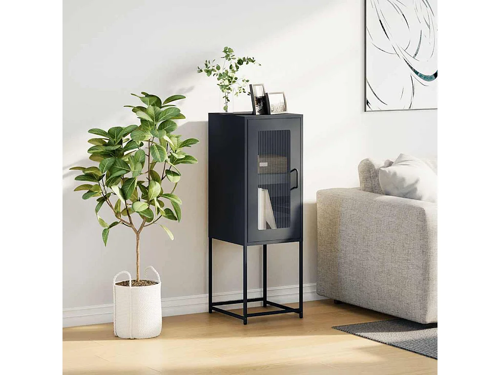 Credenza | Buffet | Armadio Antracite 36x39x107 cm in Acciaio Laminato a Freddo