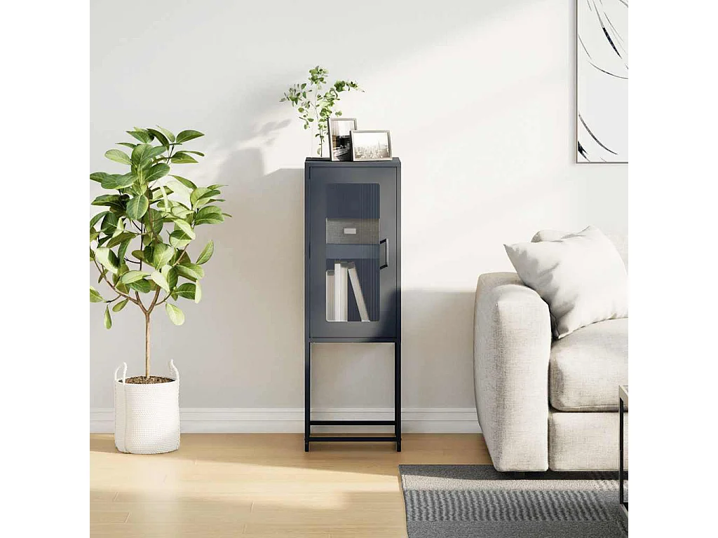 Credenza | Buffet | Armadio Antracite 36x39x107 cm in Acciaio Laminato a Freddo