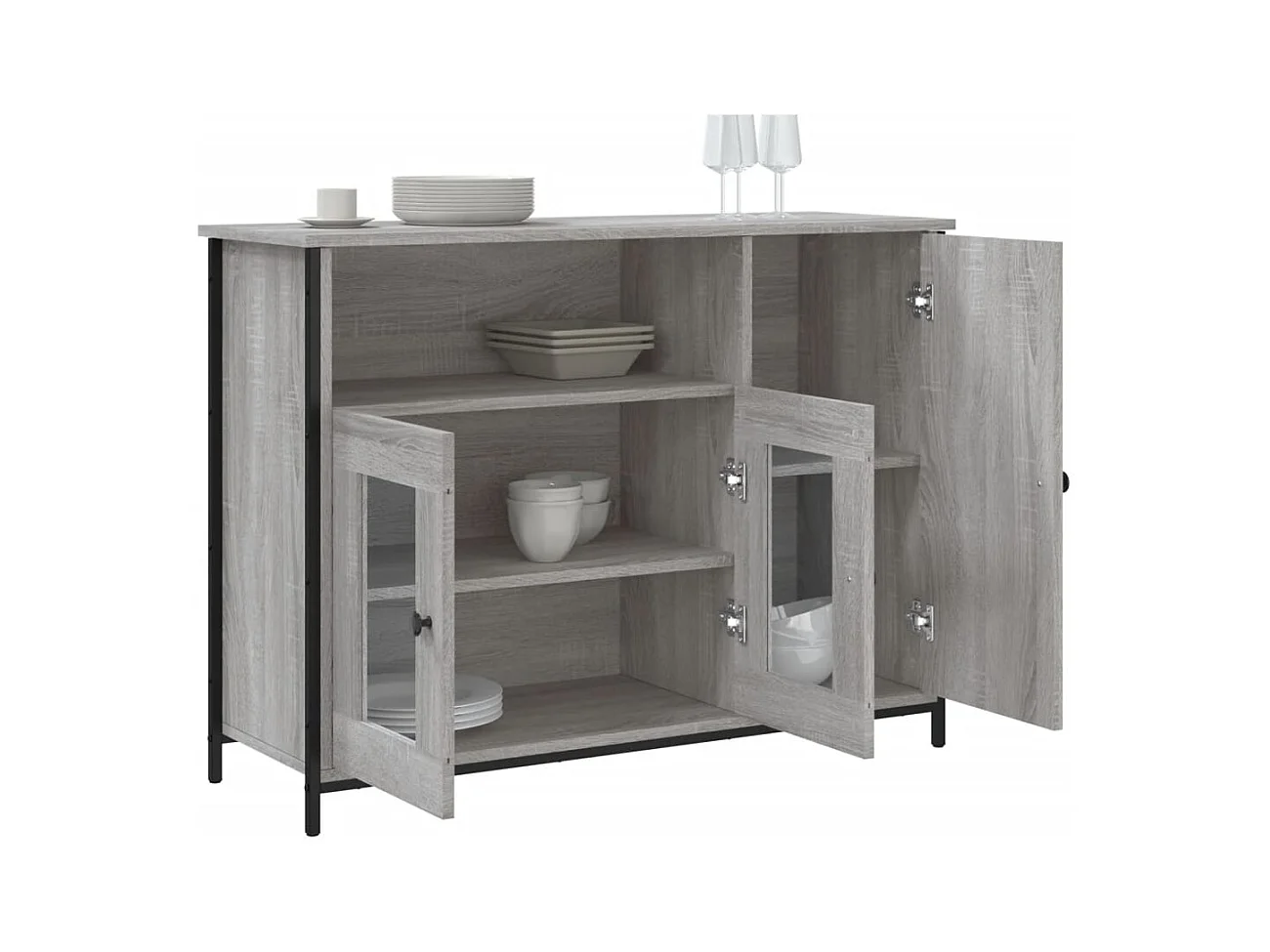 Credenza | Buffet | Armadio Grigio Sonoma 100x35x75 cm in Legno Multistrato