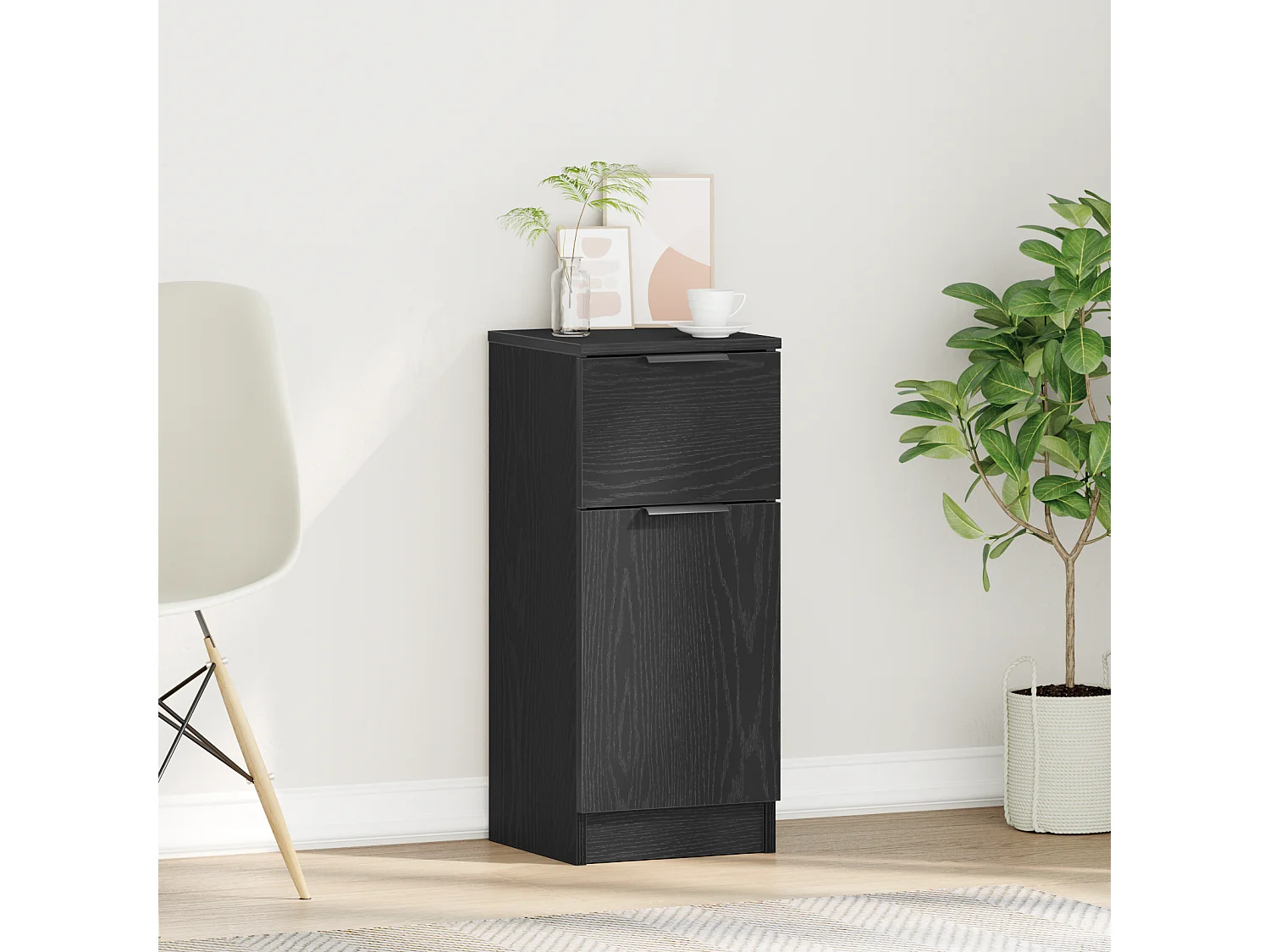 Buffet | Bahut | Meuble de rangement Chêne Noir 30x30x70 cm Bois d'ingénierie