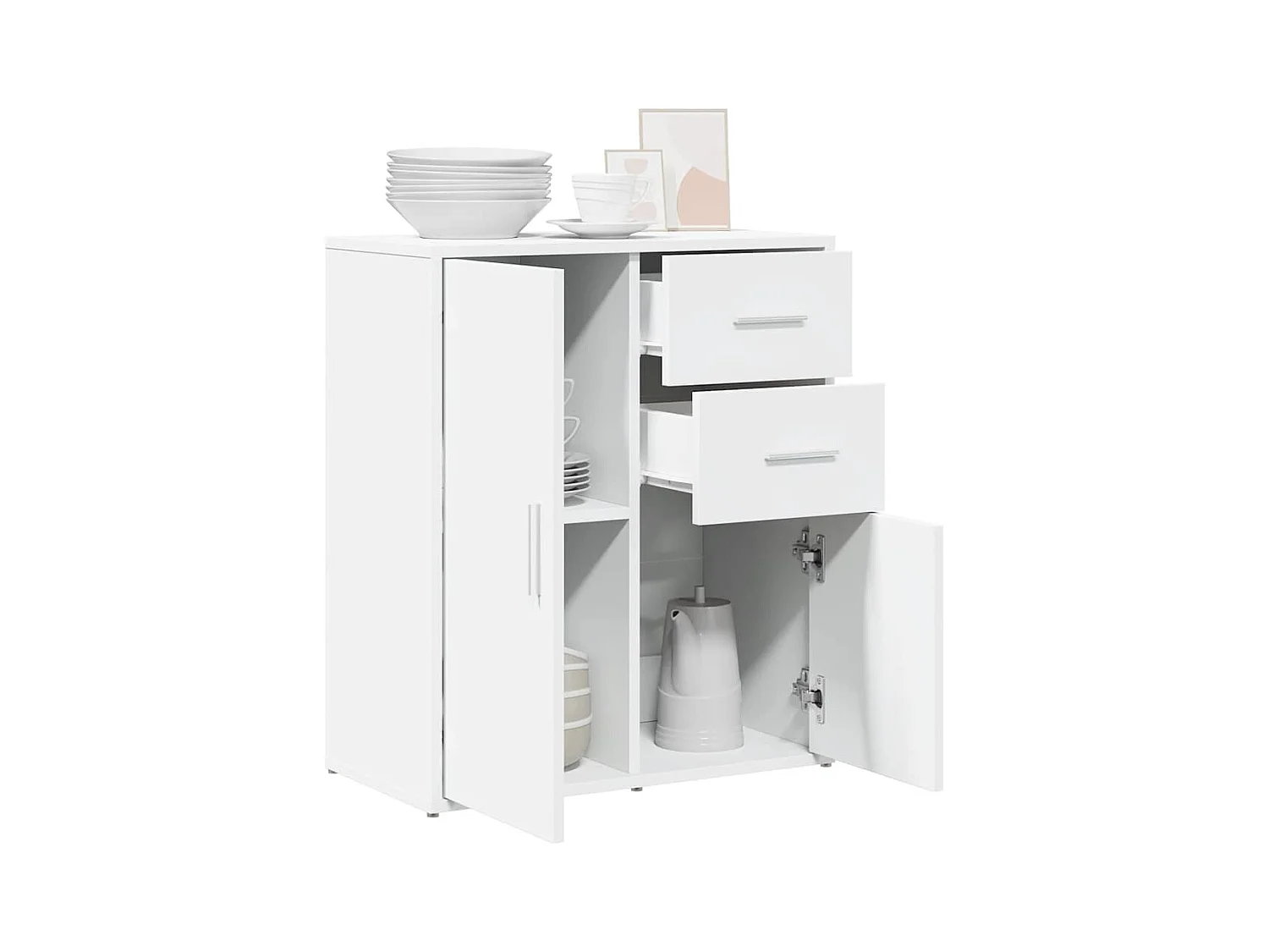 Buffet | Bahut | Meuble de rangement blanc 60x31x70 cm bois d'ingénierie
