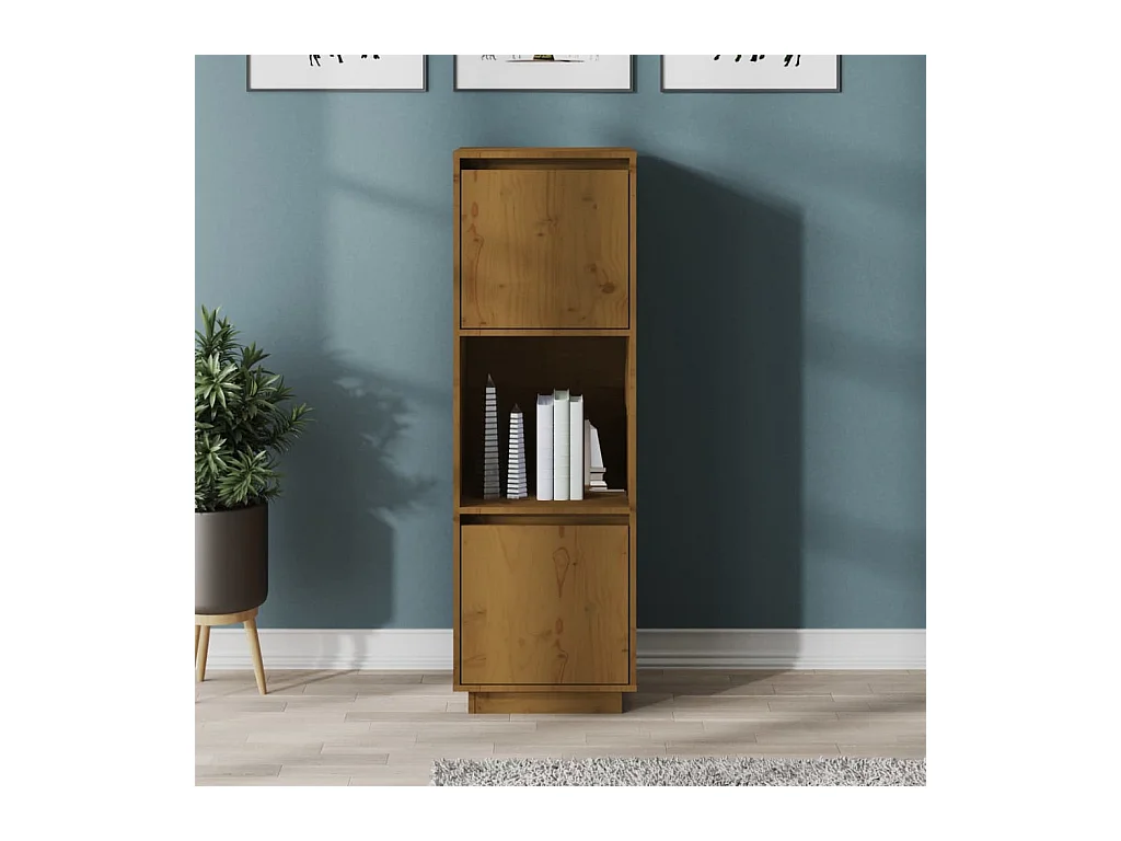 Buffet | Bahut | Meuble de rangement haut Marron miel 38x35x117 cm Bois massif de pin