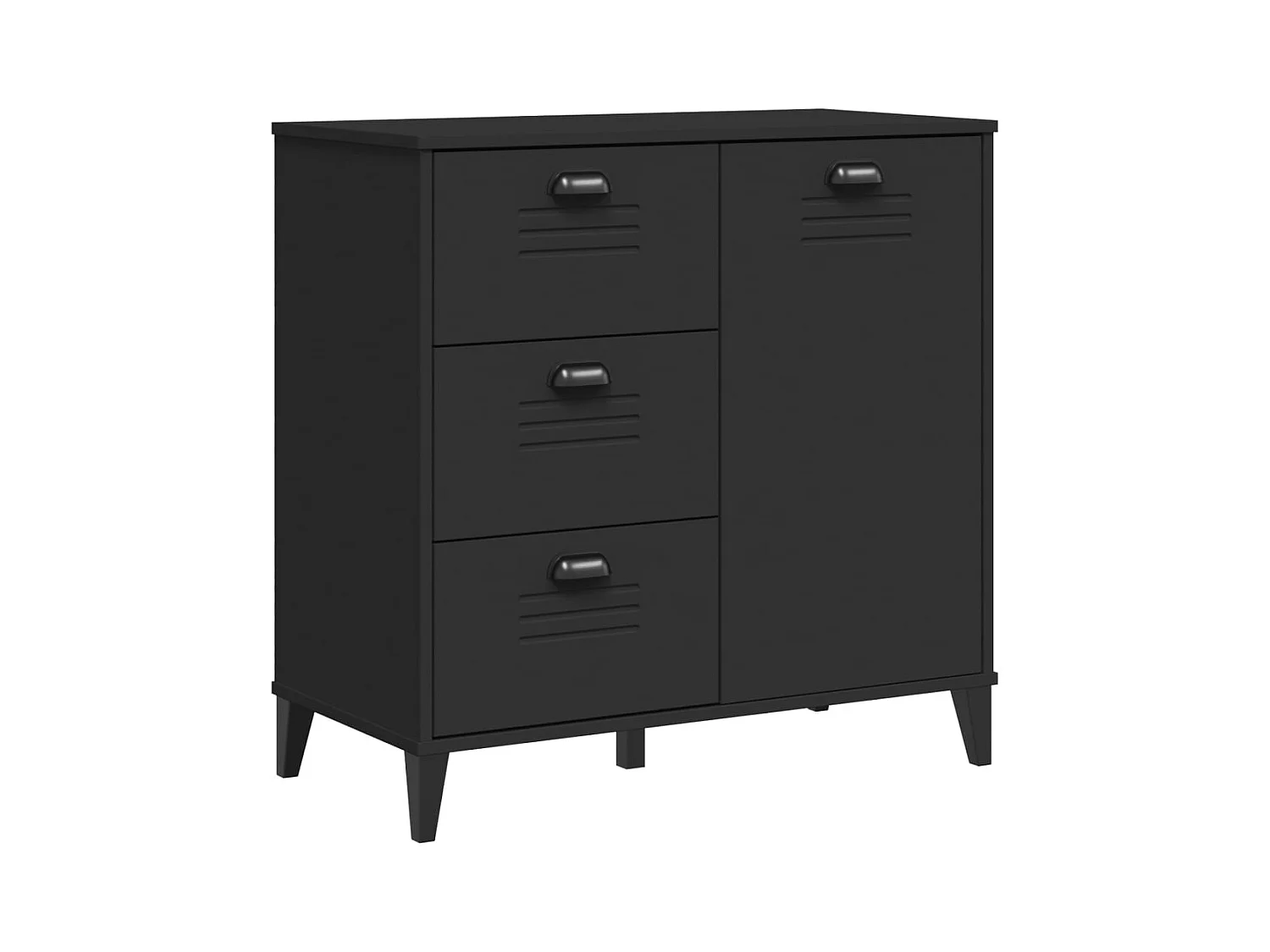 Buffet | Commode à tiroir | Meuble de rangement VIKEN noir 80x40x80 cm bois d'ingénierie