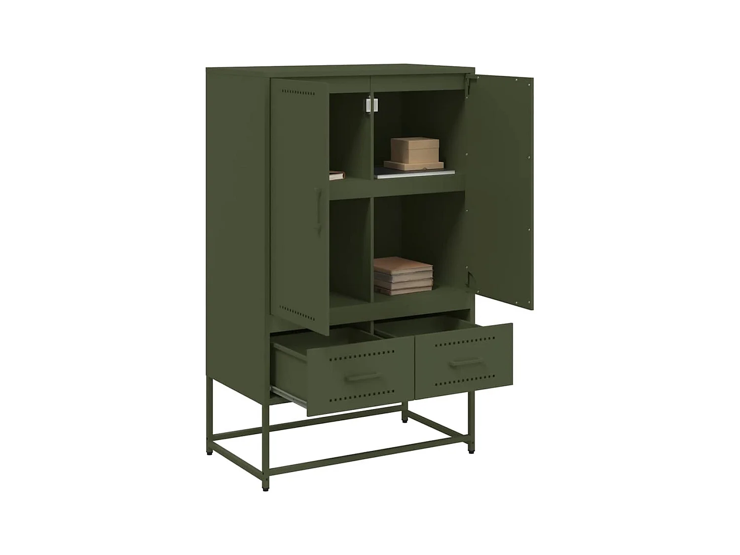 Buffet | Commode à tiroir | Meuble de rangement haut vert olive 68x39 x111,5 cm acier