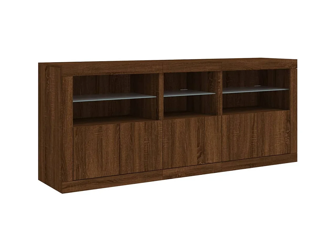 Buffet | Bahut | Meuble de rangement avec lumières LED chêne marron 162x37x67 cm