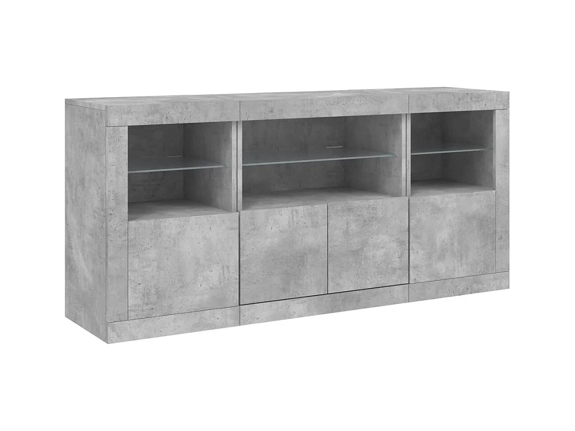 Buffet | Bahut | Meuble de rangement avec lumières LED gris béton 142,5x37x67 cm