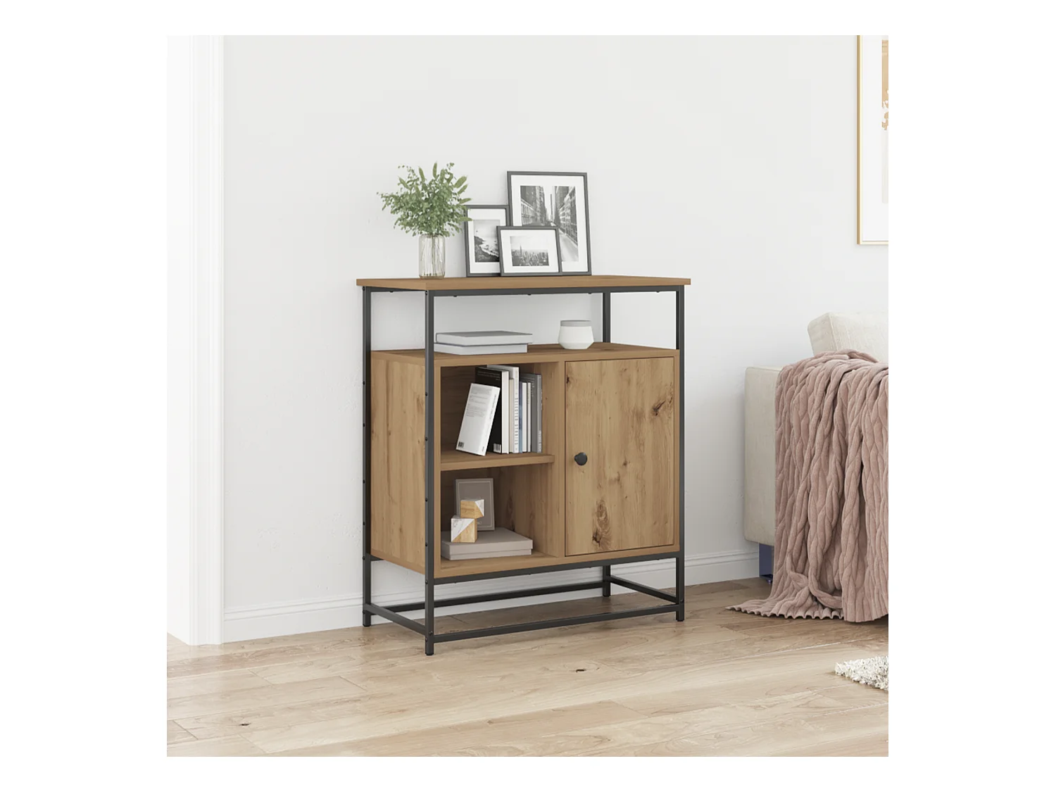 Buffet | Bahut | Meuble de rangement Artisan Chêne 69x35x80 cm Bois d'ingénierie et Acier