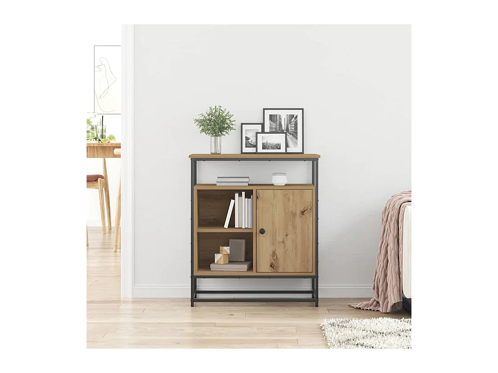 Buffet | Bahut | Meuble de rangement Artisan Chêne 69x35x80 cm Bois d'ingénierie et Acier