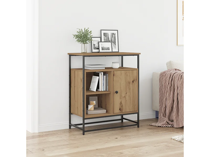 Buffet | Bahut | Meuble de rangement Artisan Chêne 69x35x80 cm Bois d'ingénierie et Acier