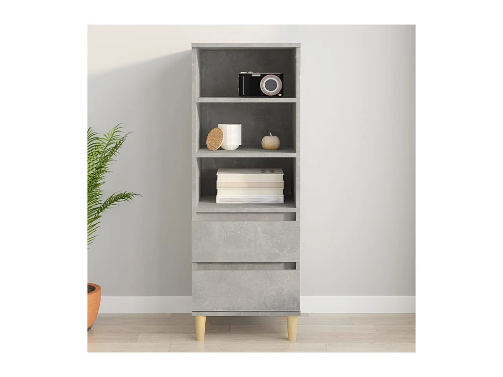 Buffet | Bahut | Meuble de rangement haut Gris béton 40x36x110 cm Bois d'ingénierie