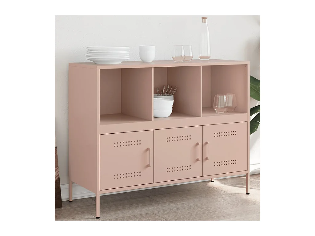 Buffet | Bahut | Meuble de rangement rose 100,5x39x79 cm acier