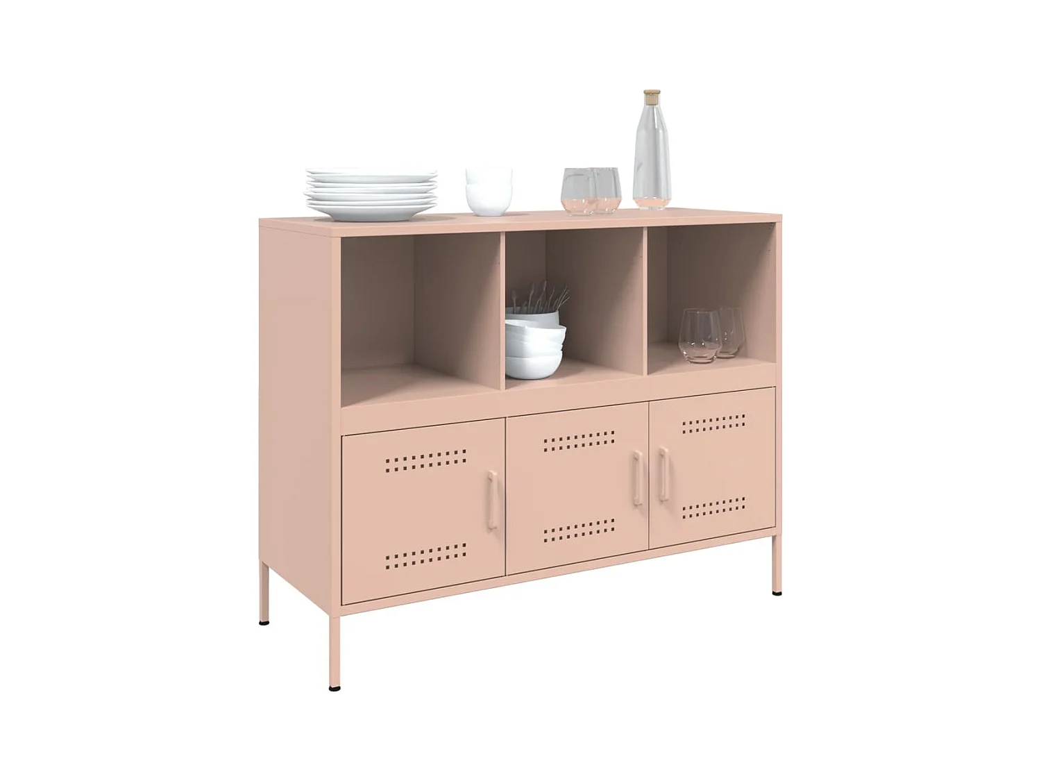 Buffet | Bahut | Meuble de rangement rose 100,5x39x79 cm acier