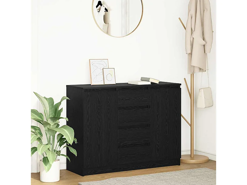 Buffet | Commode à tiroir | Meuble de rangement avec tiroirs chêne noir 100,5x35x76 cm bois d'ingénierie
