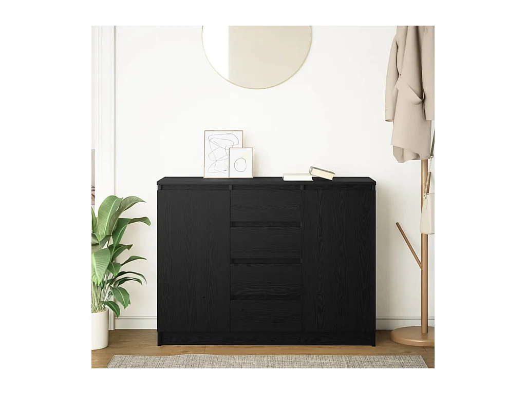 Buffet | Commode à tiroir | Meuble de rangement avec tiroirs chêne noir 100,5x35x76 cm bois d'ingénierie