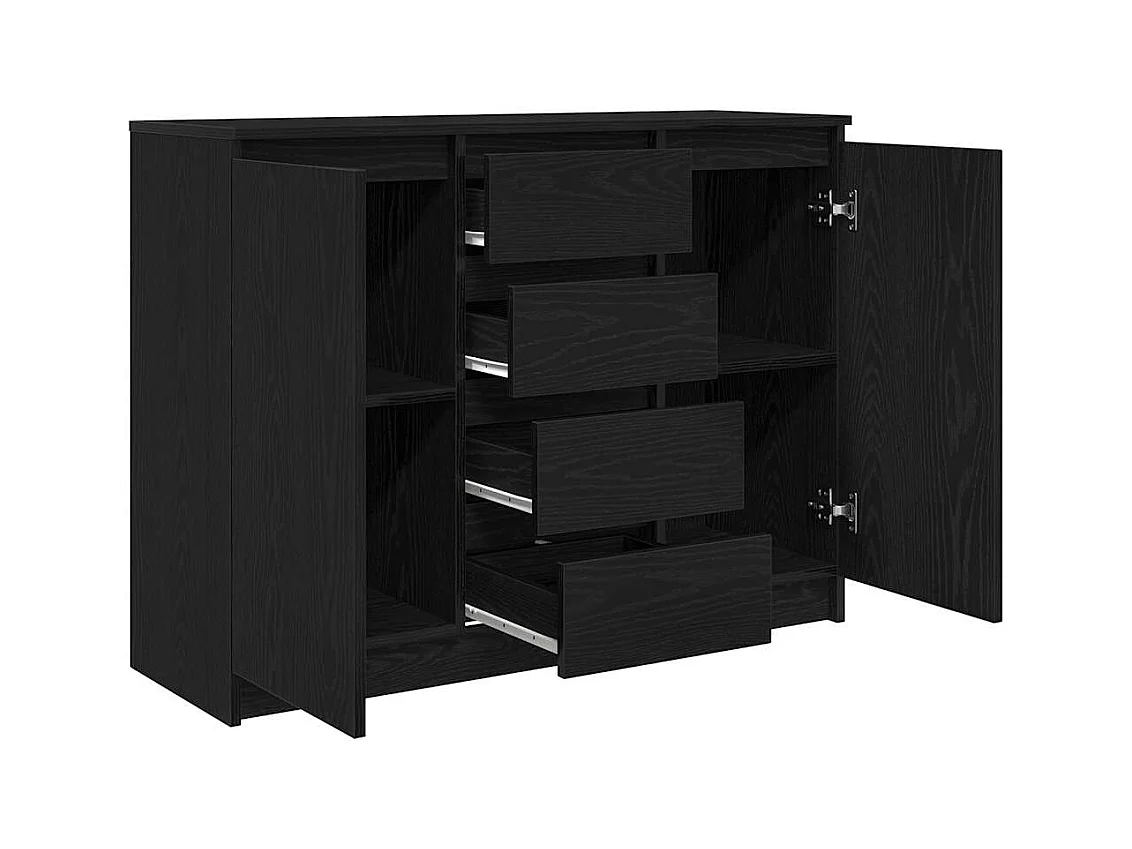 Buffet | Commode à tiroir | Meuble de rangement avec tiroirs chêne noir 100,5x35x76 cm bois d'ingénierie