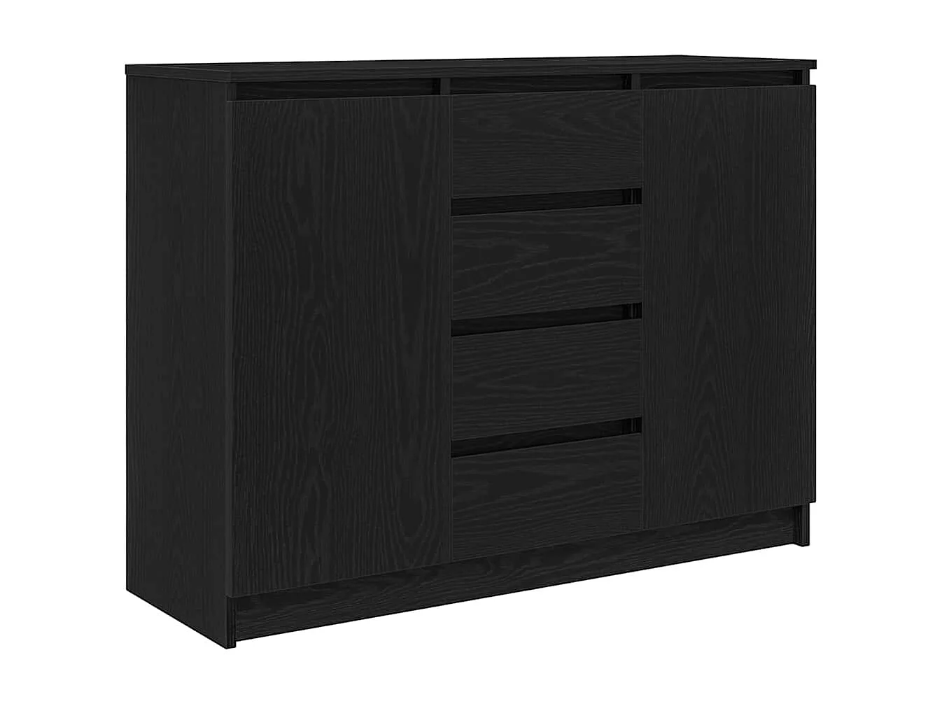 Credenza | Buffet | Armadio con Cassetti Rovere Nero 100,5x35x76 cm Truciolato