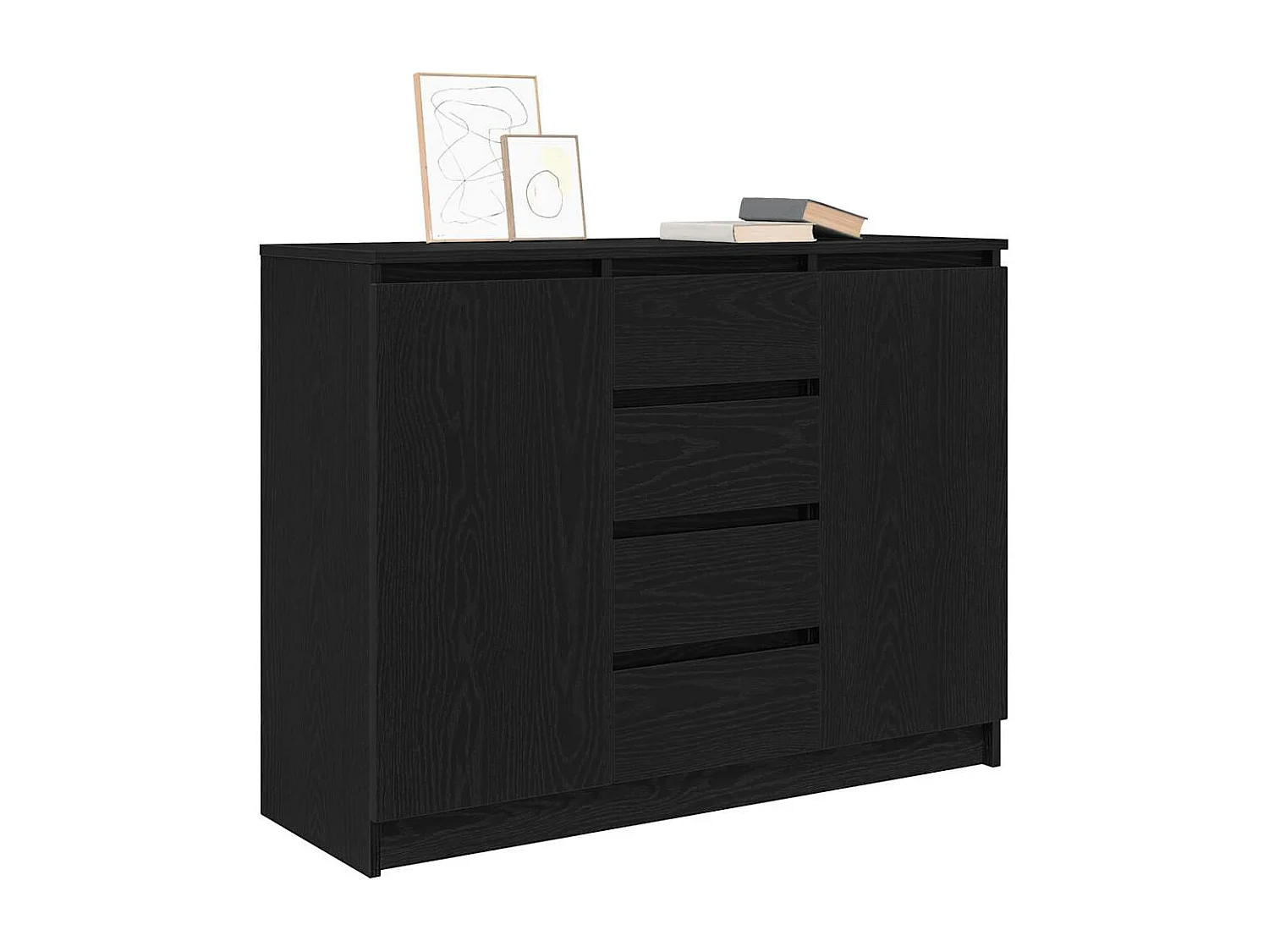 Credenza | Buffet | Armadio con Cassetti Rovere Nero 100,5x35x76 cm Truciolato