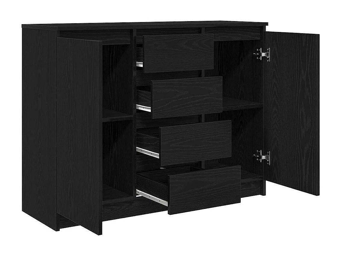 Credenza | Buffet | Armadio con Cassetti Rovere Nero 100,5x35x76 cm Truciolato