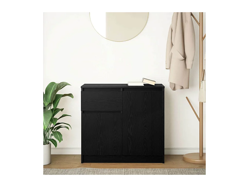 Buffet | Commode à tiroir | Meuble de rangement avec tiroir chêne noir 71x35x65 cm bois d'ingénierie