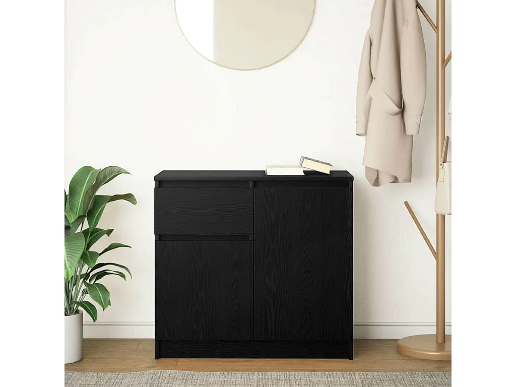 Buffet | Commode à tiroir | Meuble de rangement avec tiroir chêne noir 71x35x65 cm bois d'ingénierie