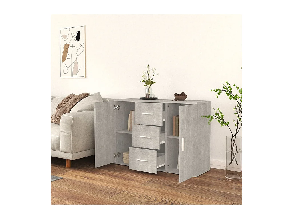 Credenza | Buffet | Armadio Grigio Cemento 91x29,5x65 cm in Legno Multistrato