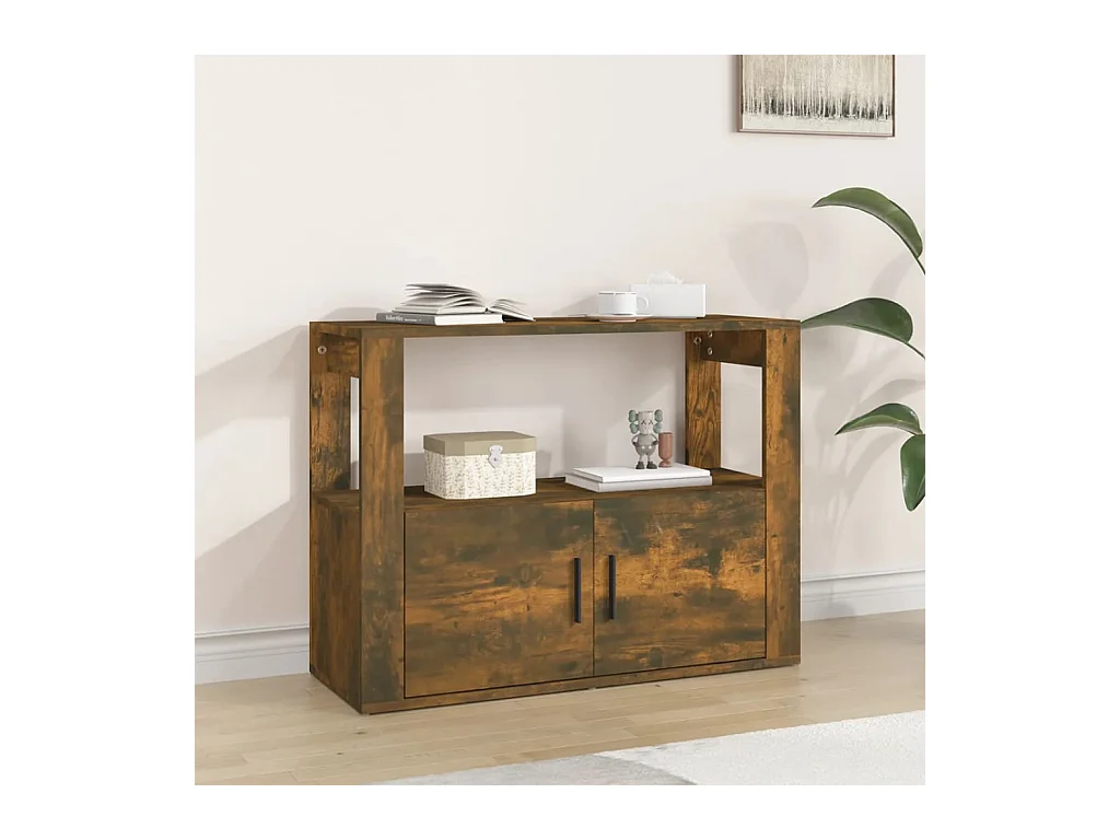 Buffet | Bahut | Meuble de rangement Chêne fumé 80x30x60 cm Bois d'ingénierie