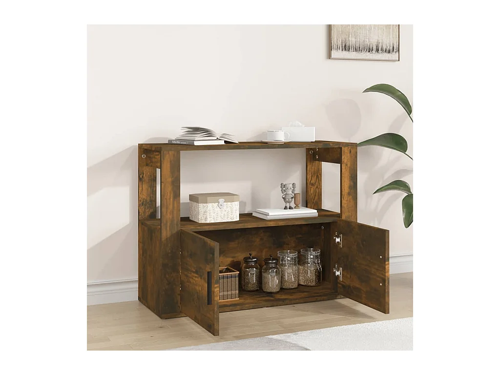 Buffet | Bahut | Meuble de rangement Chêne fumé 80x30x60 cm Bois d'ingénierie