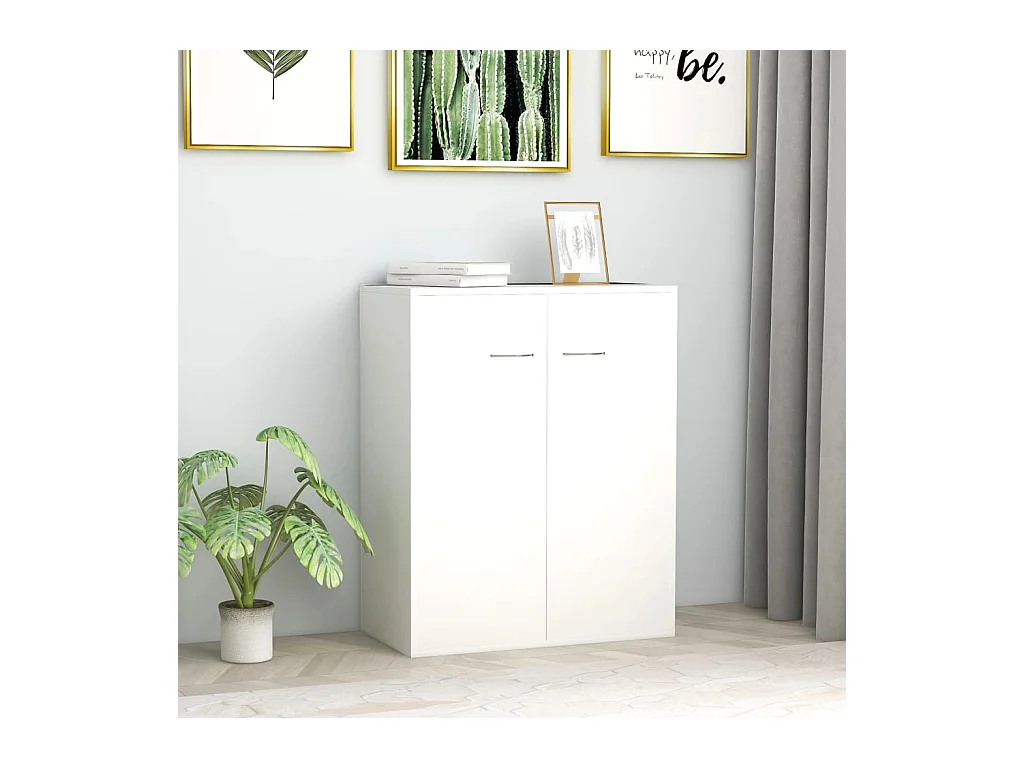 Credenza | Buffet | Armadio Bianca 60x30x75 cm in Legno Multistrato