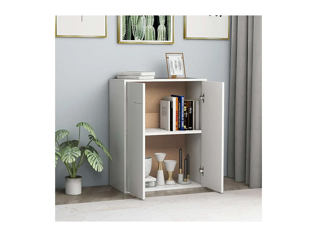 Credenza | Buffet | Armadio Bianca 60x30x75 cm in Legno Multistrato