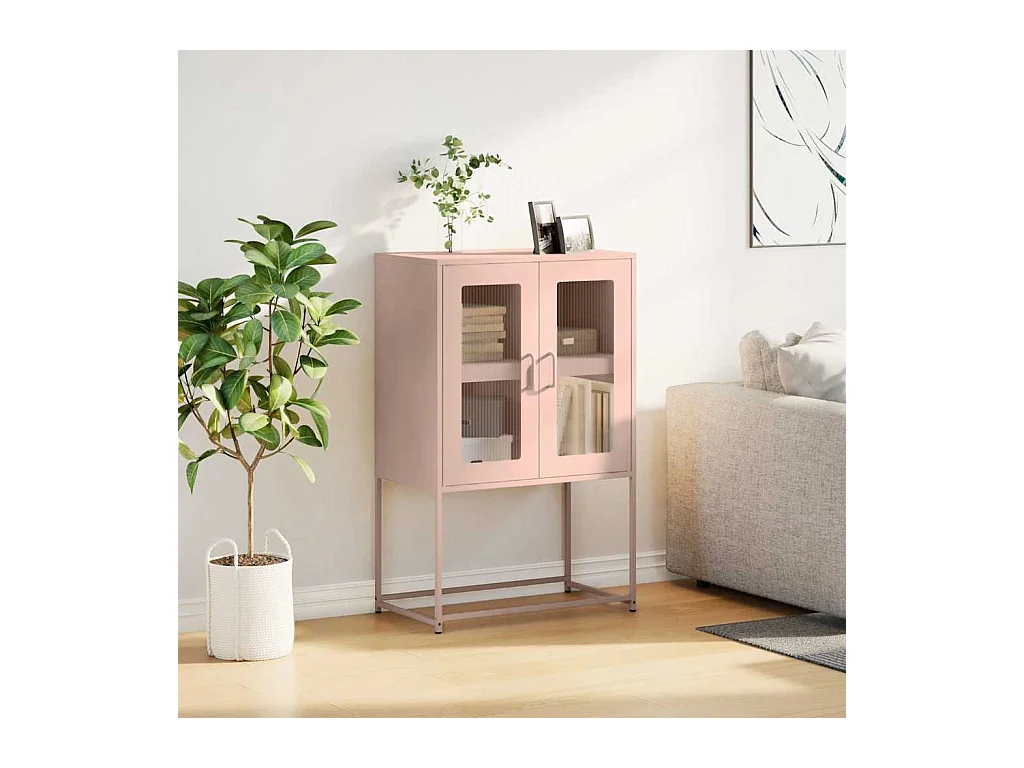 Credenza | Buffet | Armadio Rosa 68x39x107 cm in Acciaio