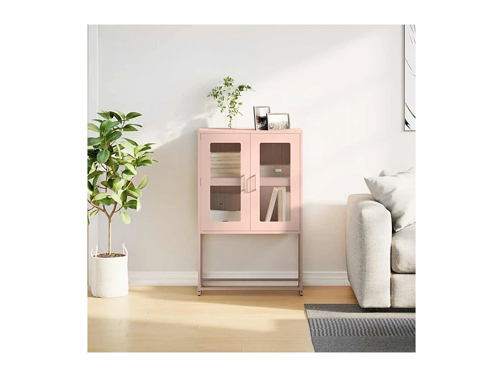 Credenza | Buffet | Armadio Rosa 68x39x107 cm in Acciaio