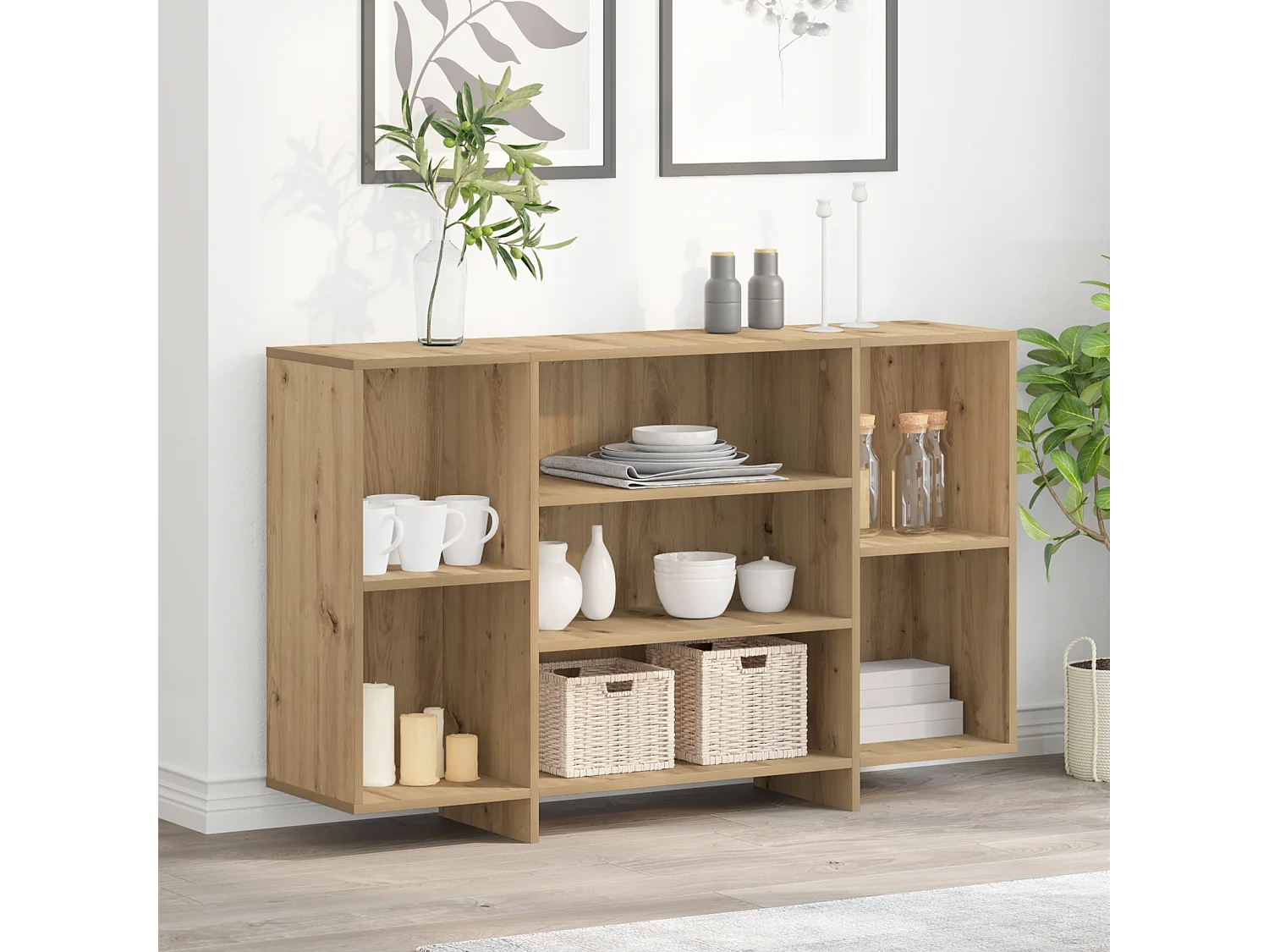 Buffet | Sideboard | Dressoir Artisan Eiken 120 x 30 x 75 cm Bewerkt hout