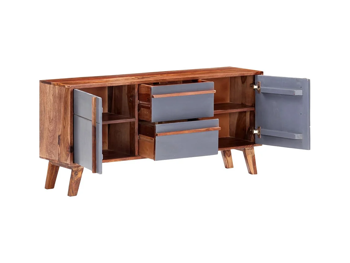 Credenza | Buffet | Armadio Grigia 120x30x55 cm in Legno Massello