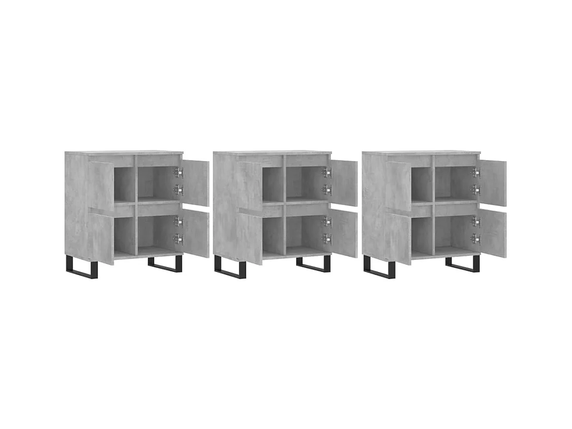 Buffets | Bahuts | Meuble de rangement 3 pcs gris béton bois d'ingénierie