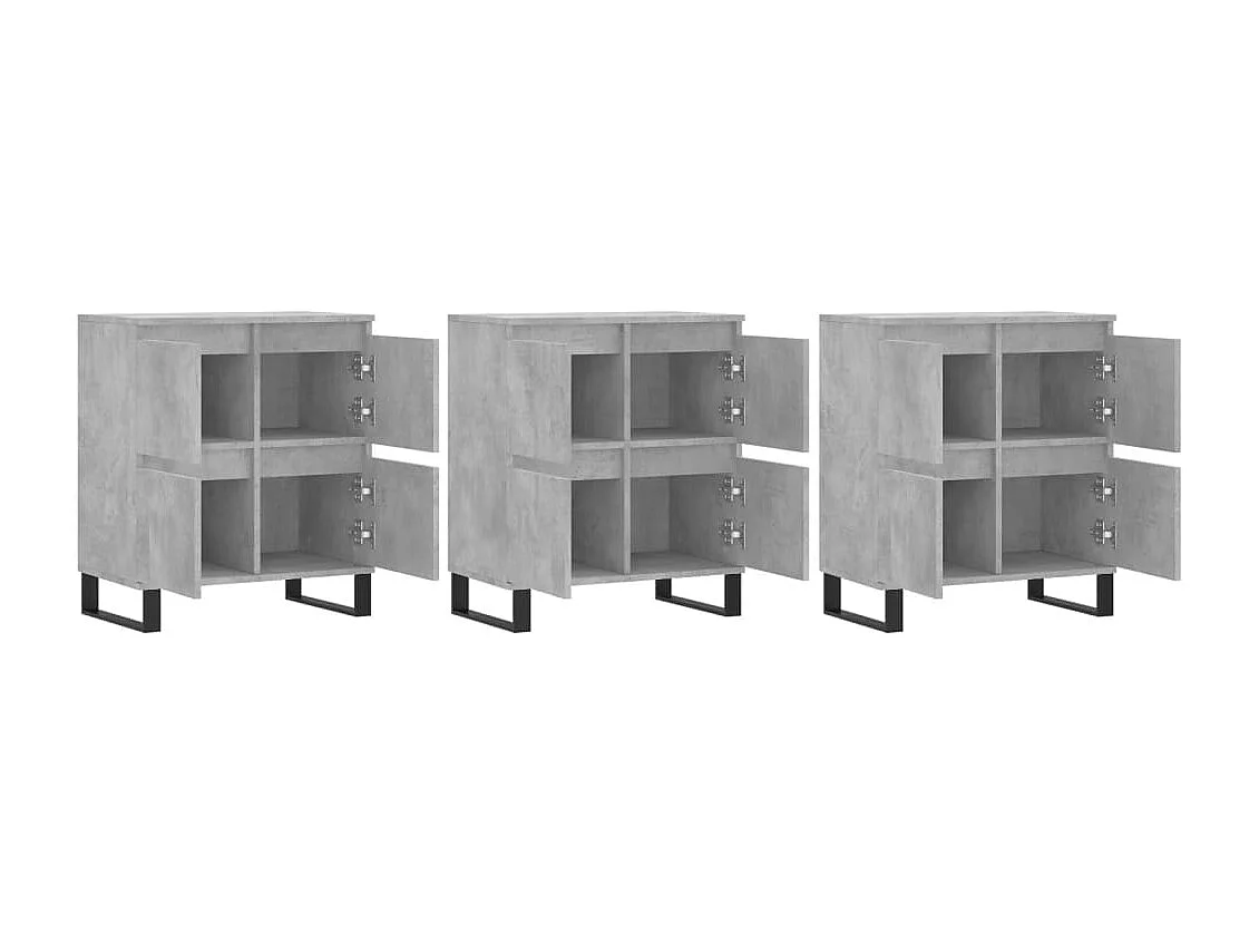 Buffets | Bahuts | Meuble de rangement 3 pcs gris béton bois d'ingénierie