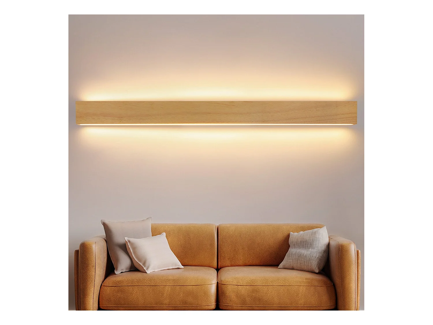 NETTLIFE Applique murale led lampe murale d'intérieur en bois - 100 cm 36w moderne lumière indirecte haut et bas 3000k éclairage mural blanc chaud