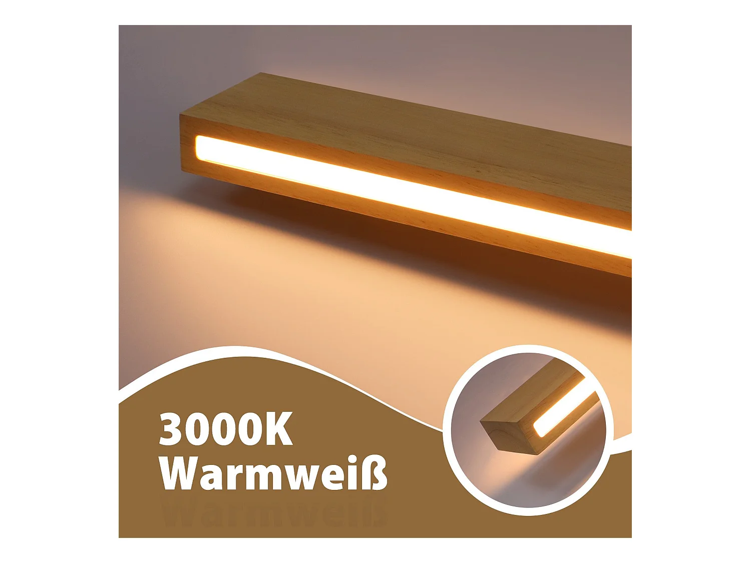 NETTLIFE Applique murale led lampe murale d'intérieur en bois - 100 cm 36w moderne lumière indirecte haut et bas 3000k éclairage mural blanc chaud