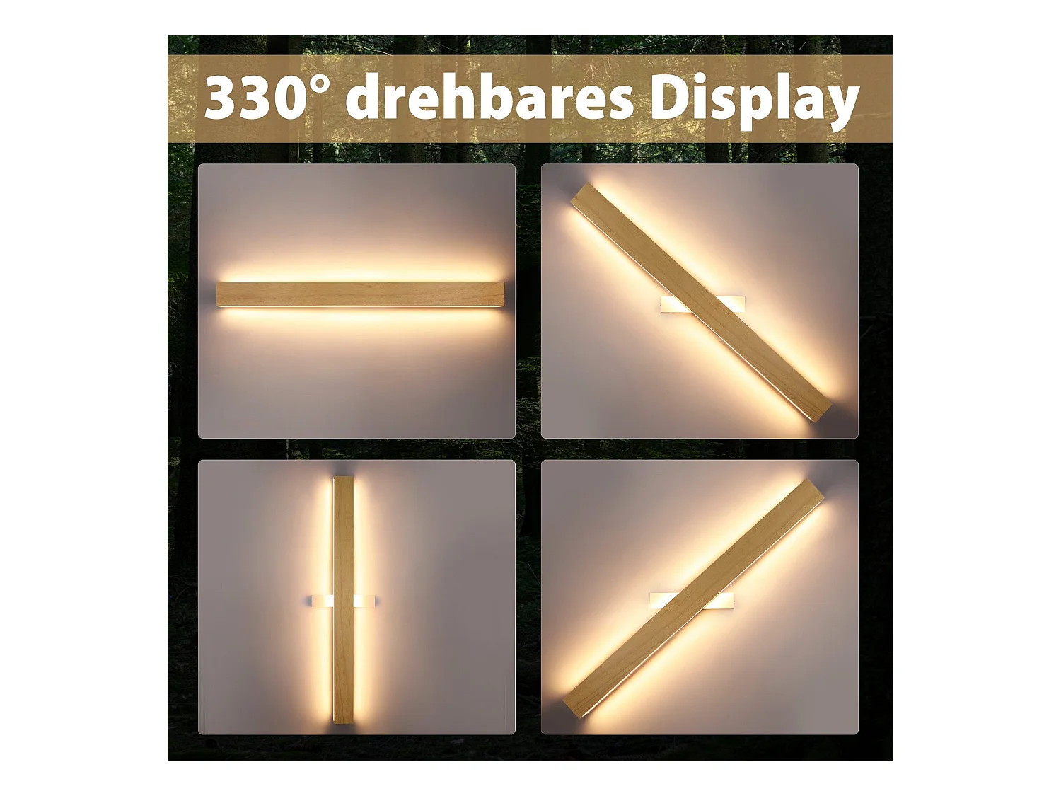 NETTLIFE Applique murale led lampe murale d'intérieur en bois - 100 cm 36w moderne lumière indirecte haut et bas 3000k éclairage mural blanc chaud