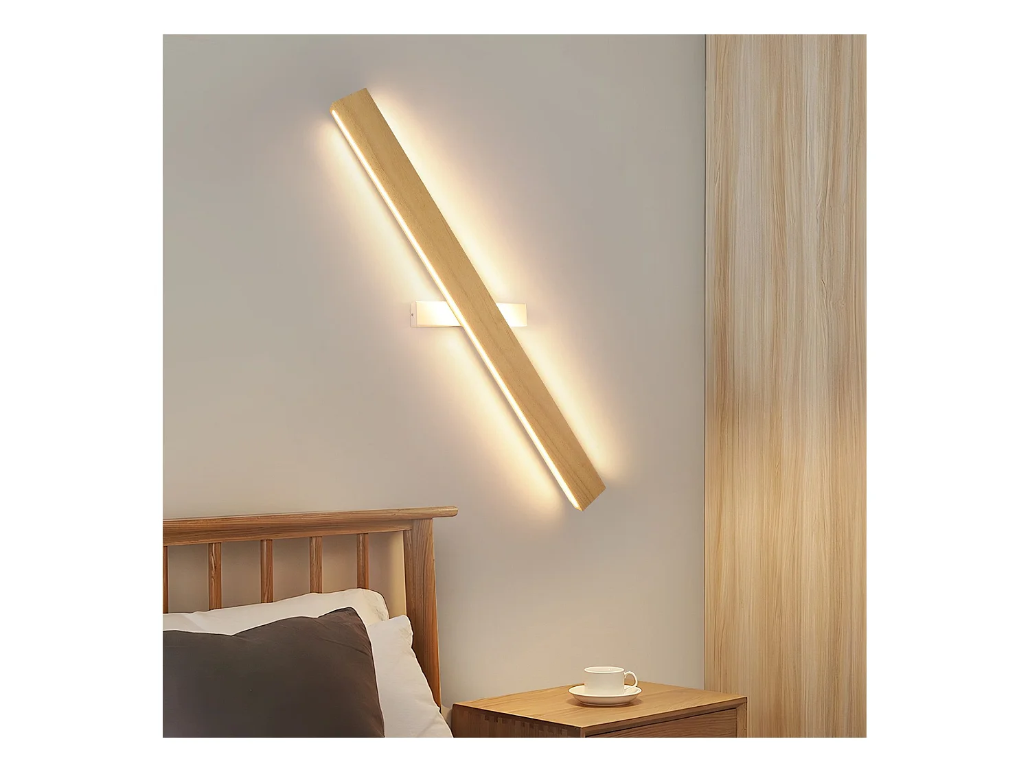 NETTLIFE Applique murale led lampe murale d'intérieur en bois - 100 cm 36w moderne lumière indirecte haut et bas 3000k éclairage mural blanc chaud