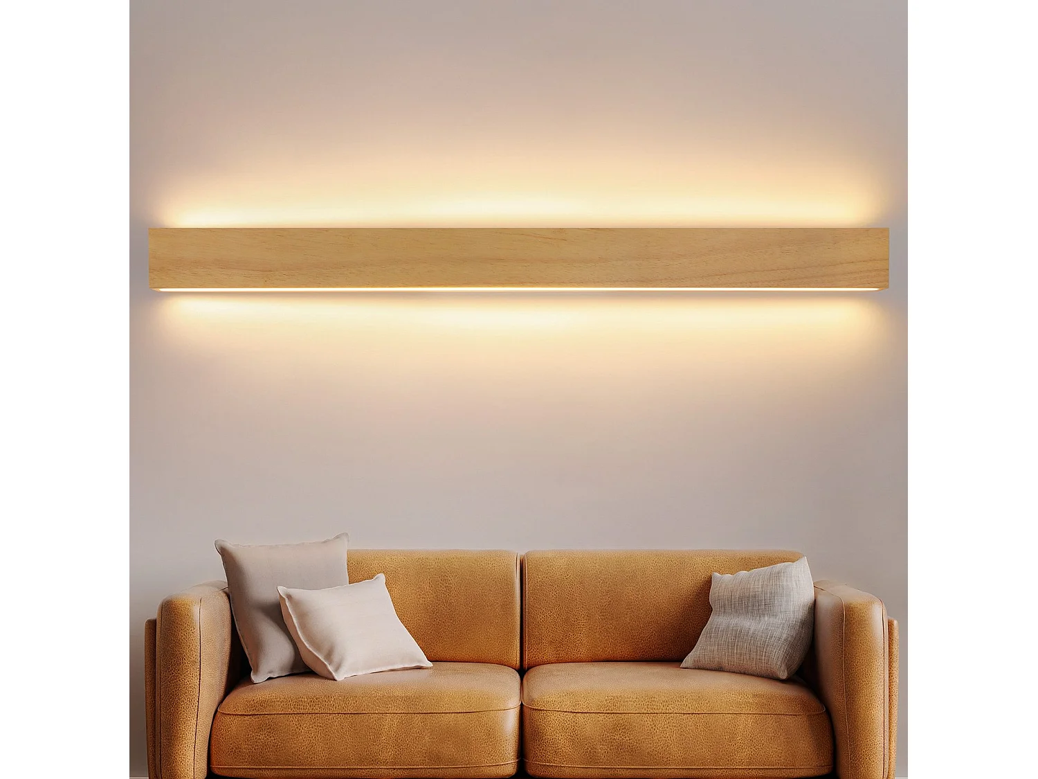 NETTLIFE Applique murale led lampe murale d'intérieur en bois - 100 cm 36w moderne lumière indirecte haut et bas 3000k éclairage mural blanc chaud