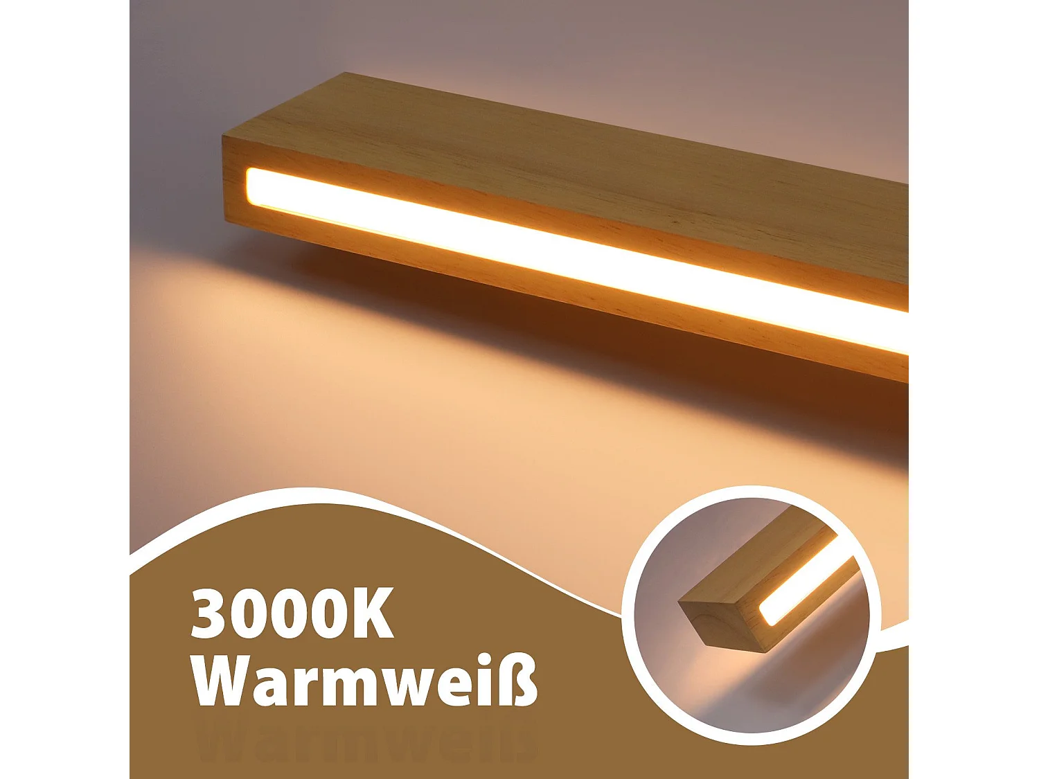 NETTLIFE Applique murale led lampe murale d'intérieur en bois - 100 cm 36w moderne lumière indirecte haut et bas 3000k éclairage mural blanc chaud