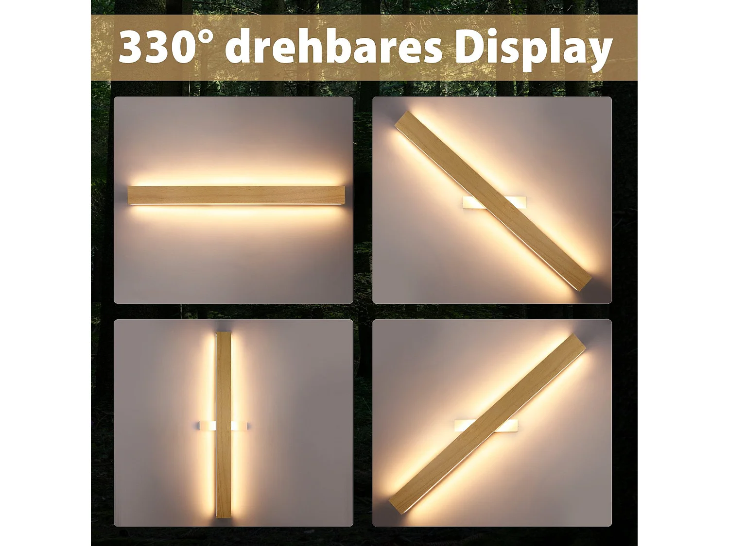 NETTLIFE Applique murale led lampe murale d'intérieur en bois - 100 cm 36w moderne lumière indirecte haut et bas 3000k éclairage mural blanc chaud