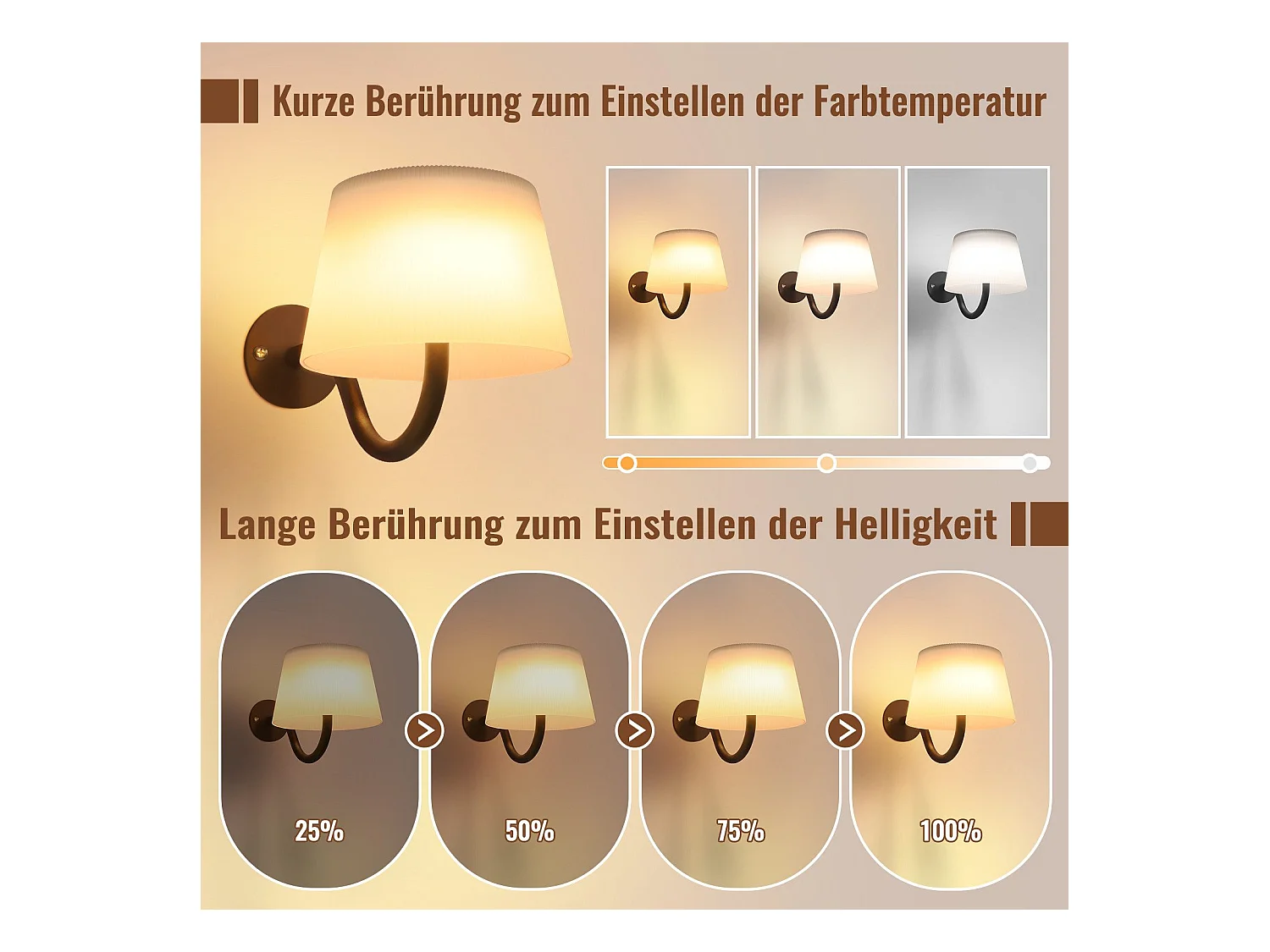 NETTLIFE Applique murale d'intérieur à piles avec interrupteur : appliques murales led à intensité variable, noires, sans fil, modernes